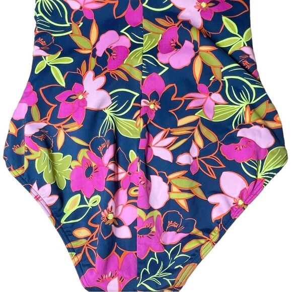 Seekers Australia Fuchsia Blooms Bella Tropical Print One Piece Swimsuit Size 10 - Picture 9 of 13